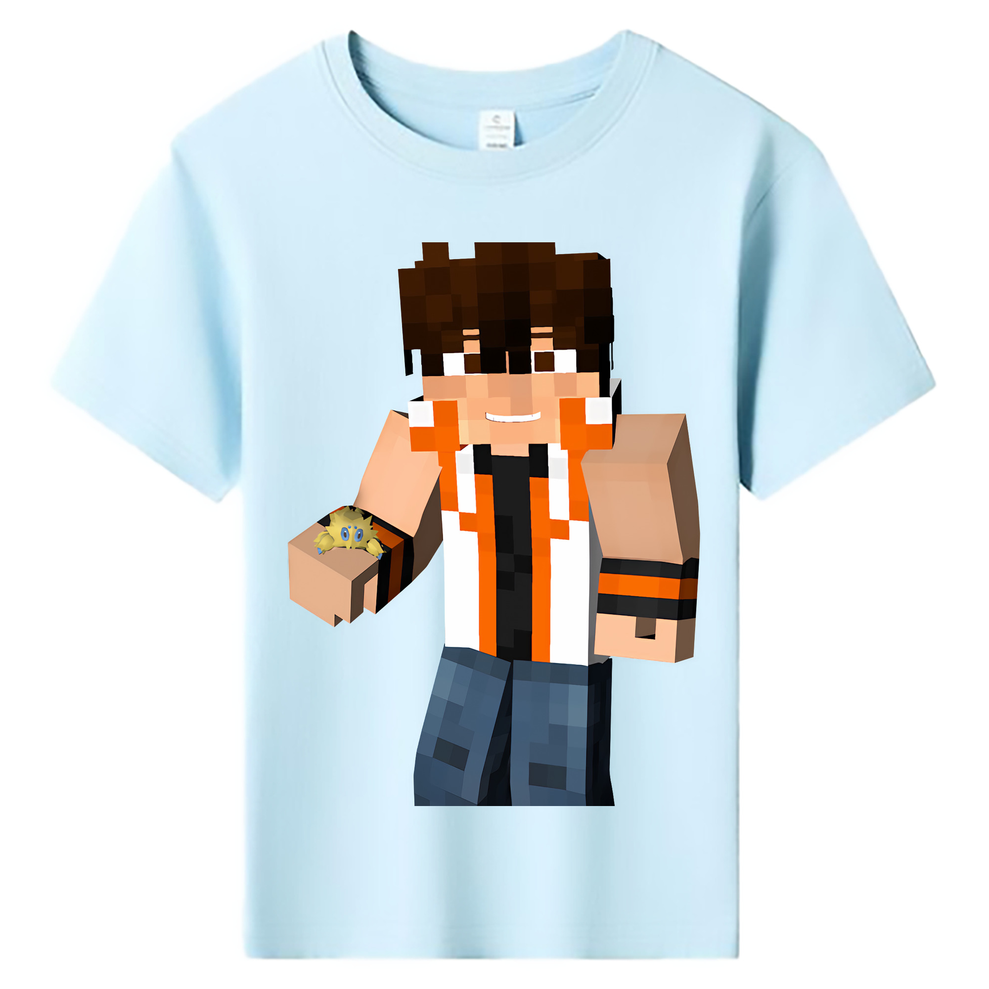 （画像用） マインクラフト ブロックの世界 Minecraft MC Block world 綿100％キッズTシャツ（フロントプリント）